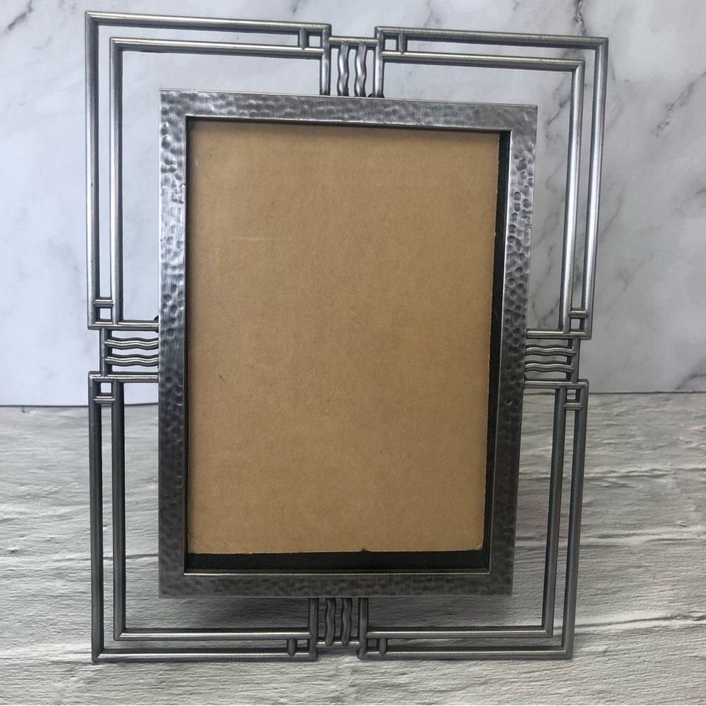 Vintage Wilton Industries Metal Pewter Art Deco Geometric Style Photo Frame